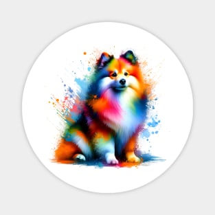 Swedish Lapphund in Vibrant Splash Paint Style Magnet